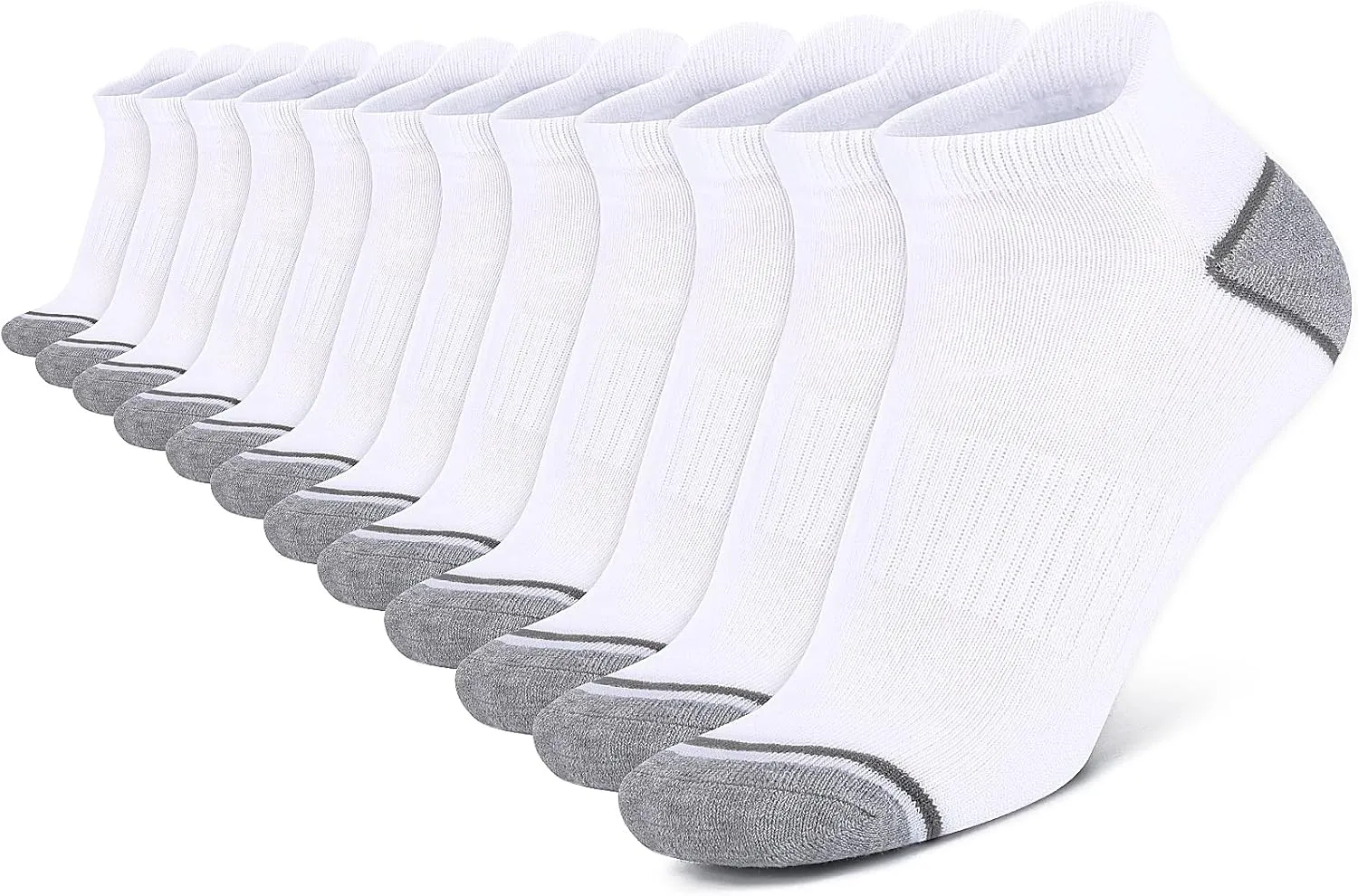 12 Pack Mens Ankle Socks Athletic Running Cushioned Breathable Low Cut Sports Workout Socks,Shoe Size:6-12