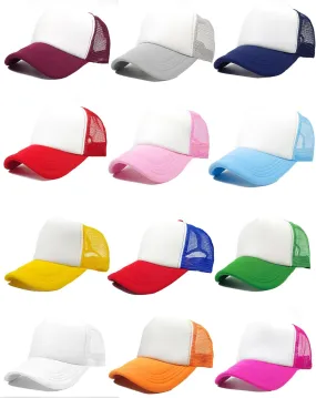 12 Pack Sublimation Hats for Men Blank Trucker Hats Bulk Snapback Mesh Women Baseball Caps DIY Custom 18 Colors