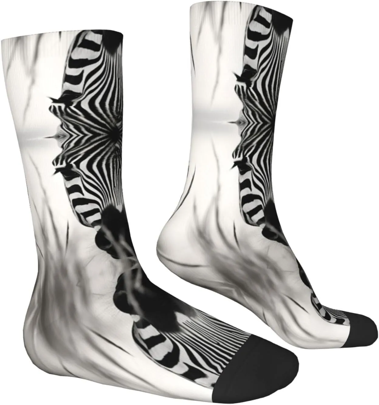 Abstract Animal Zebra1 Print Fun Contrast Socks,Novel Crazy Cool Socks,Pattern Funky Novelty Socks,Unisex Bulk Socks