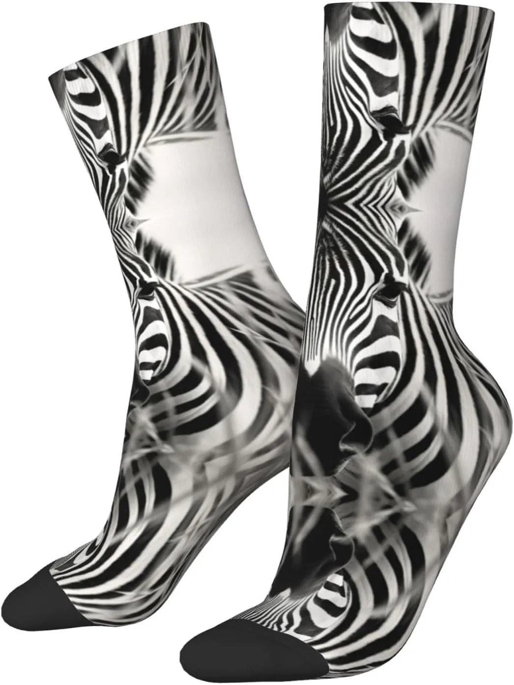 Abstract Animal Zebra1 Print Fun Contrast Socks,Novel Crazy Cool Socks,Pattern Funky Novelty Socks,Unisex Bulk Socks