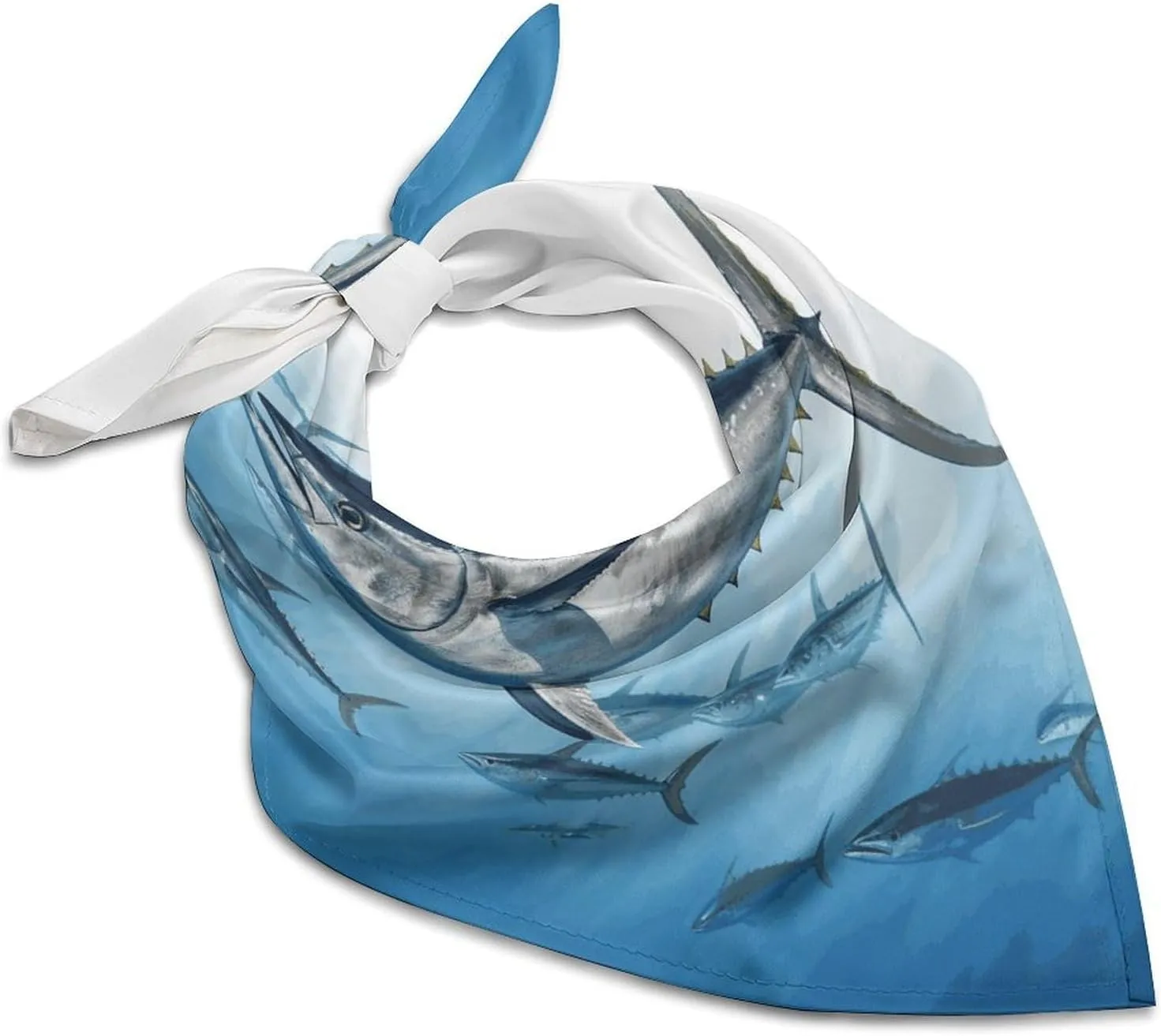 Bluefin Tuna Thunnus Silk Scarf Fashion Satin Head Scarf Lightweight Head Scarves for Neck Silk Scarves for Women Men Boho Hair Wrap Sleeping Kerchief Bandanas Pocket Square 18" X 18"