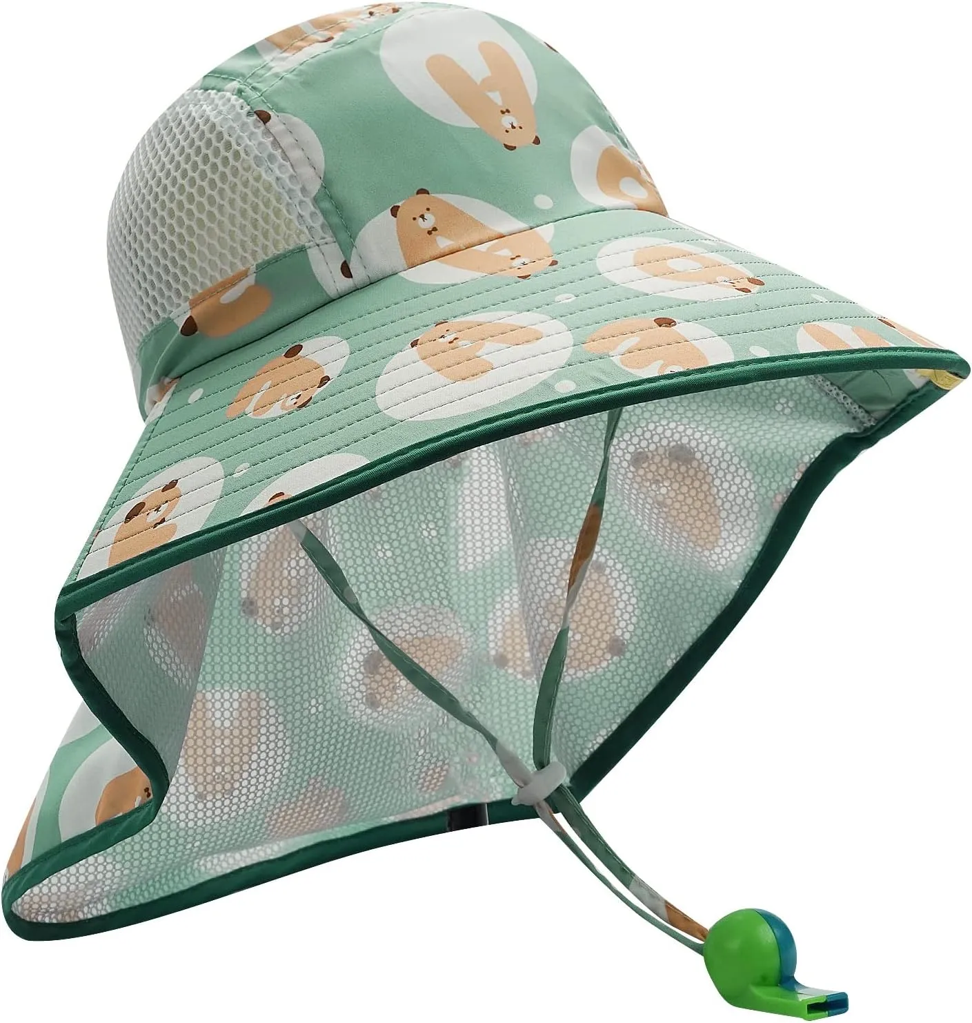 CLAPE UPF50  Kids Sun Hat Mesh Bucket Caps with Neck Flap Summer Beach Hat Infant Play Caps Fisherman Travel Caps for Camping