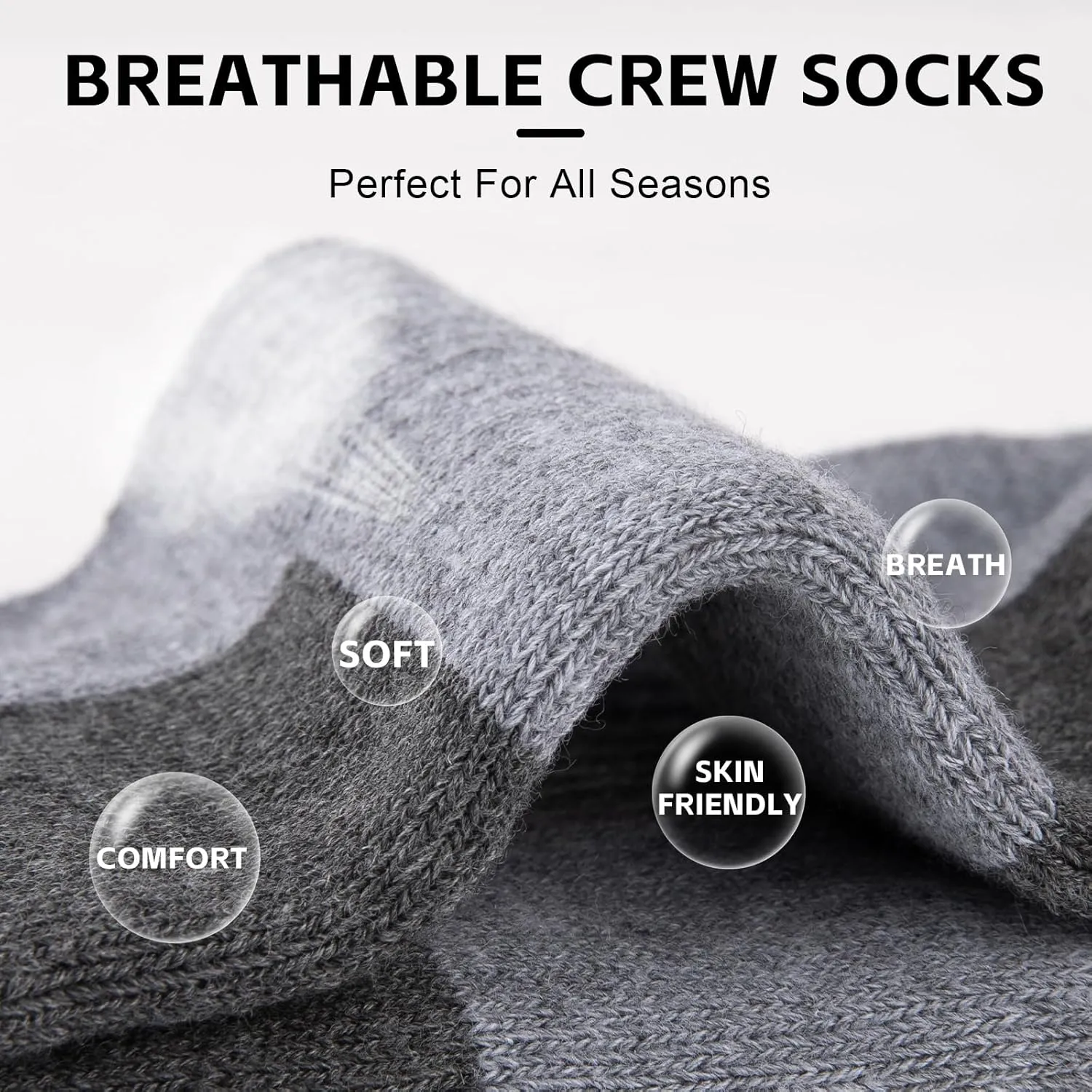 COOVAN 8 Pack Men's Athletic Crew Socks - Moisture Wicking, Heavy Duty Cushioned, Breathable Boot Socks