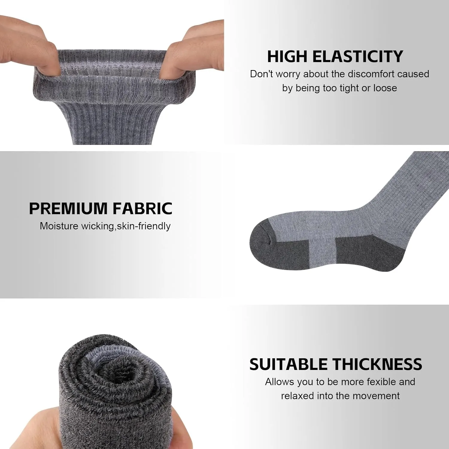 COOVAN 8 Pack Men's Athletic Crew Socks - Moisture Wicking, Heavy Duty Cushioned, Breathable Boot Socks