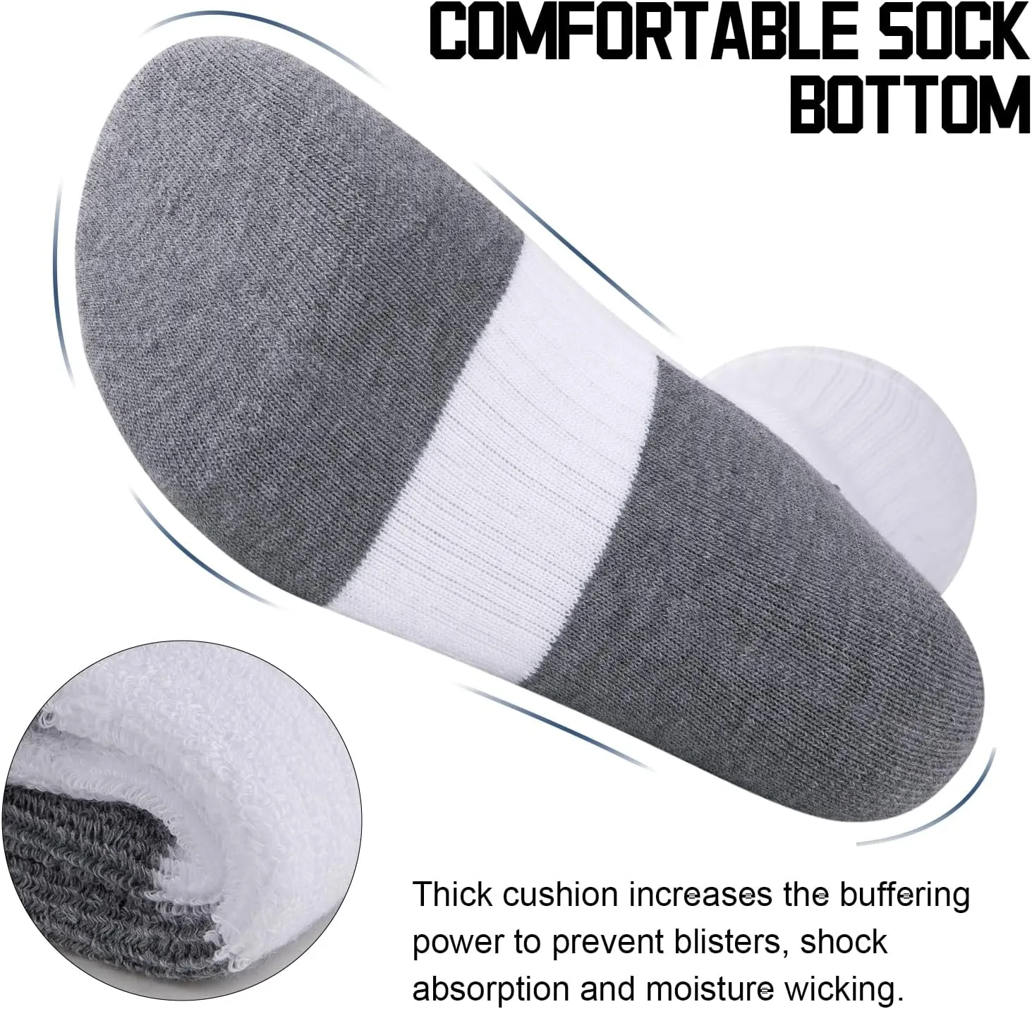 COOVAN 8 Pack Men's Athletic Crew Socks - Moisture Wicking, Heavy Duty Cushioned, Breathable Boot Socks