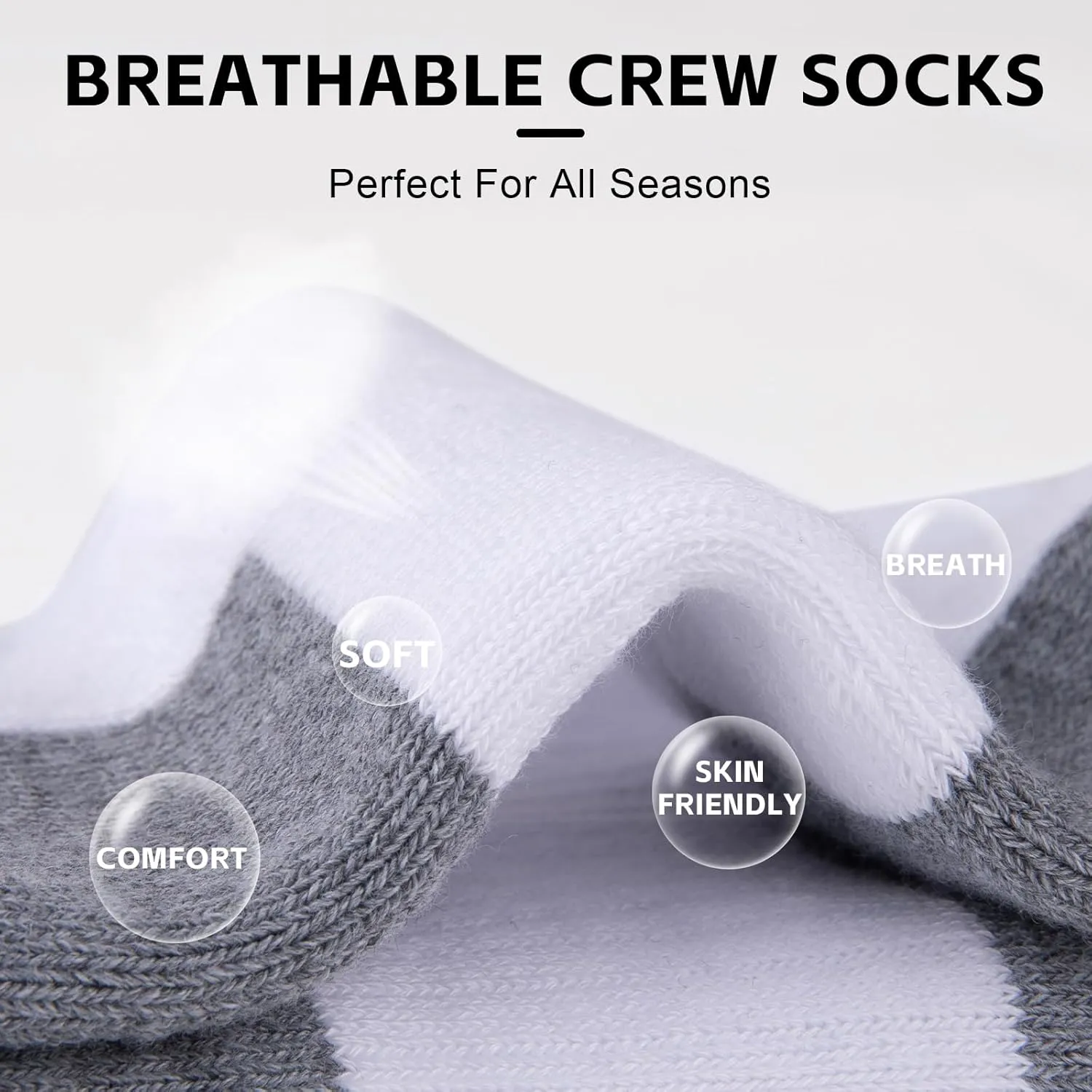 COOVAN 8 Pack Men's Athletic Crew Socks - Moisture Wicking, Heavy Duty Cushioned, Breathable Boot Socks