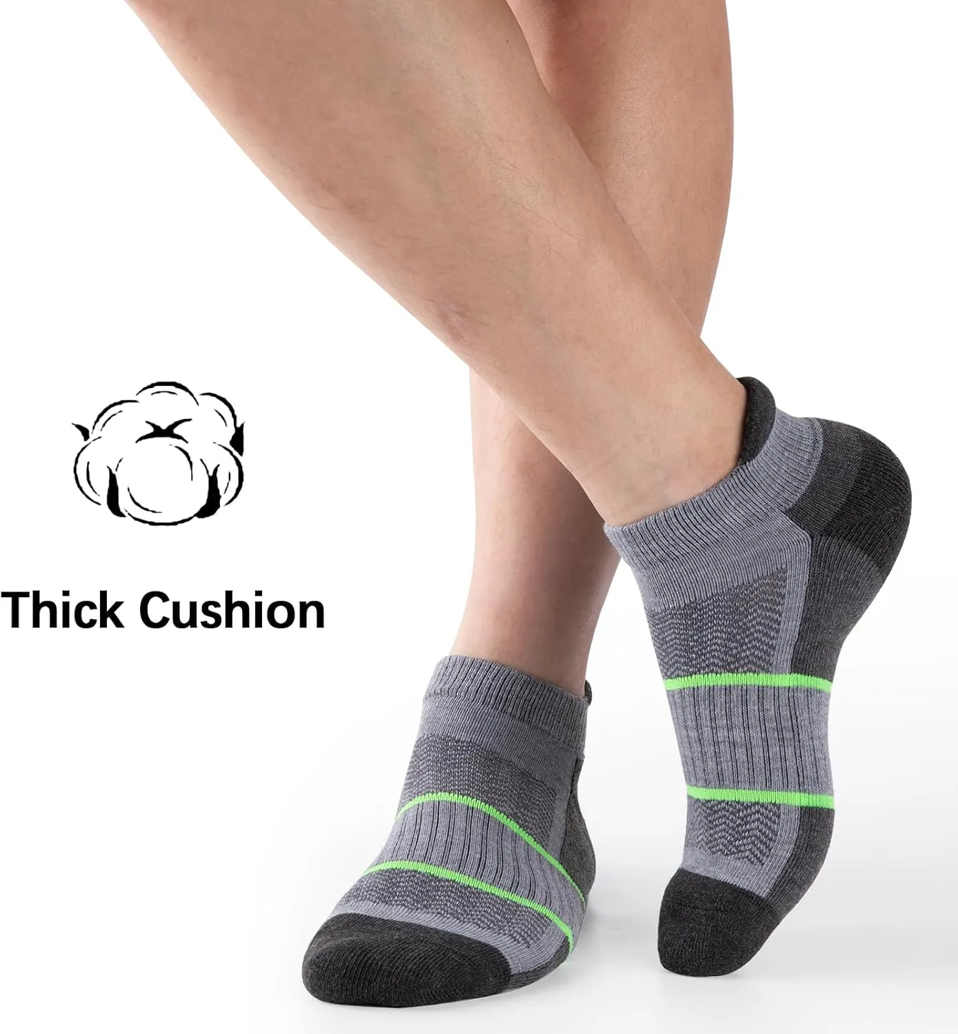 COOVAN Ankle Socks for Men 6 Pairs Athletic Low Cut Tab Running Breathable Cushiond Sock 6 Pack with Arch Support