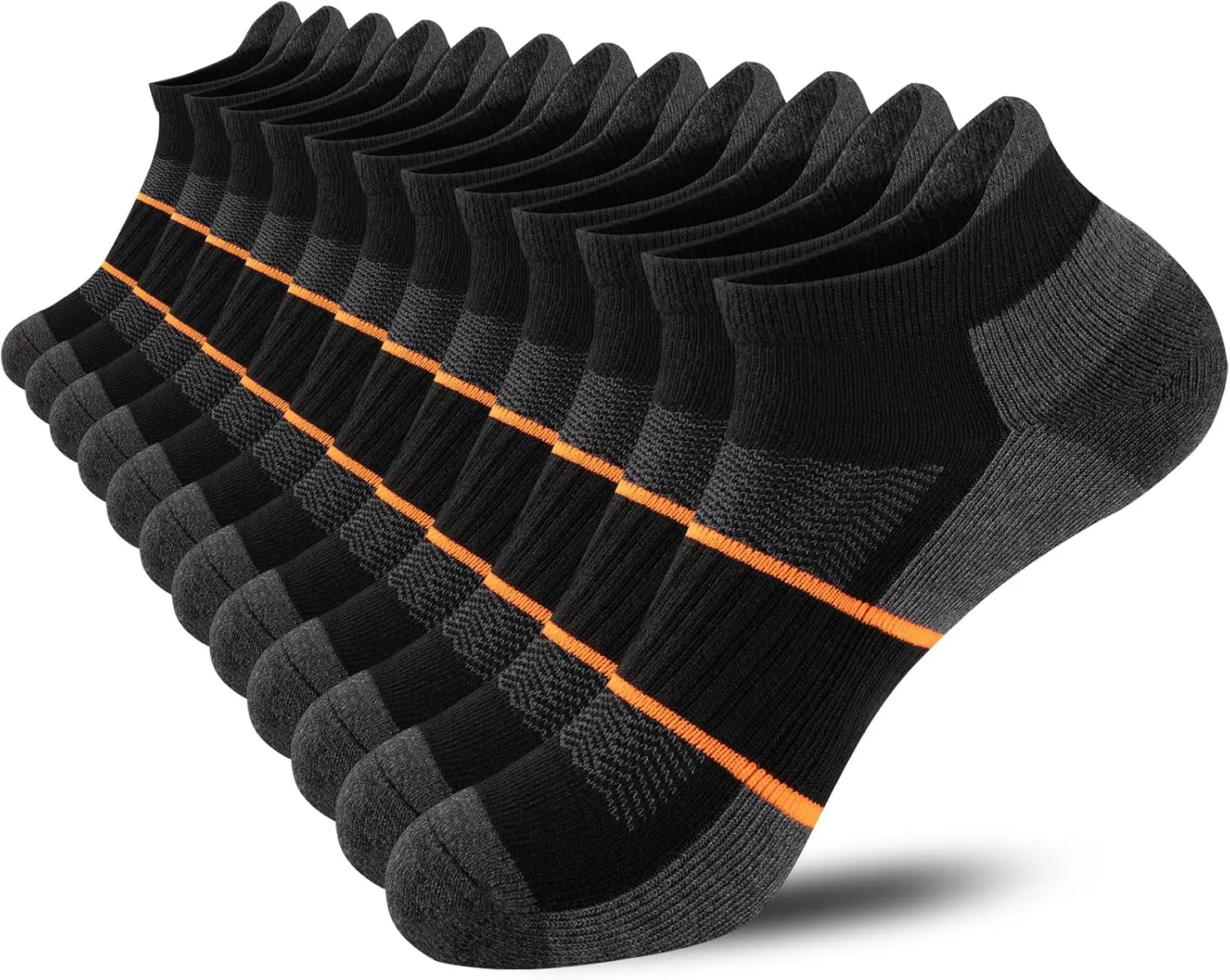 COOVAN Ankle Socks for Men 6 Pairs Athletic Low Cut Tab Running Breathable Cushiond Sock 6 Pack with Arch Support