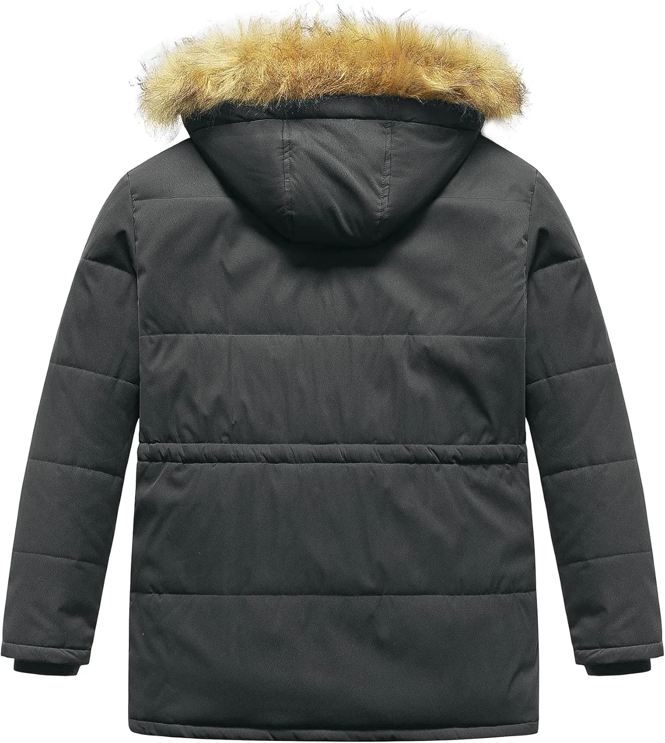 CREATMO US Men's Big and Tall Winter Coat Waterprpoof Long Puffer Jacket Thicken Parka with Removable Fur Hooded