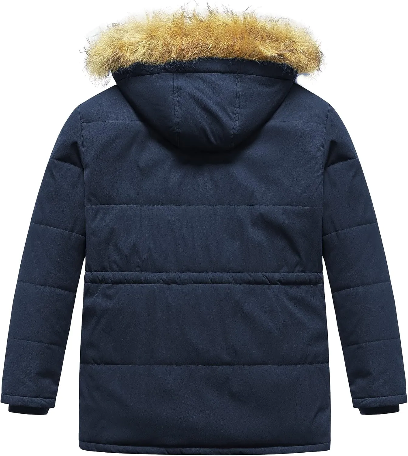 CREATMO US Men's Big and Tall Winter Coat Waterprpoof Long Puffer Jacket Thicken Parka with Removable Fur Hooded