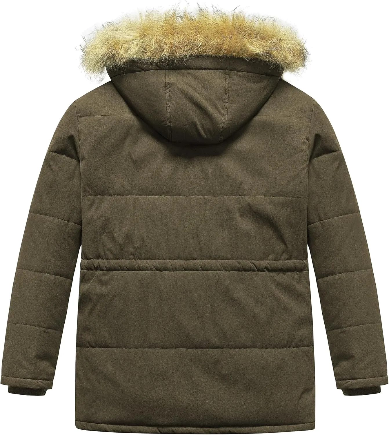 CREATMO US Men's Big and Tall Winter Coat Waterprpoof Long Puffer Jacket Thicken Parka with Removable Fur Hooded