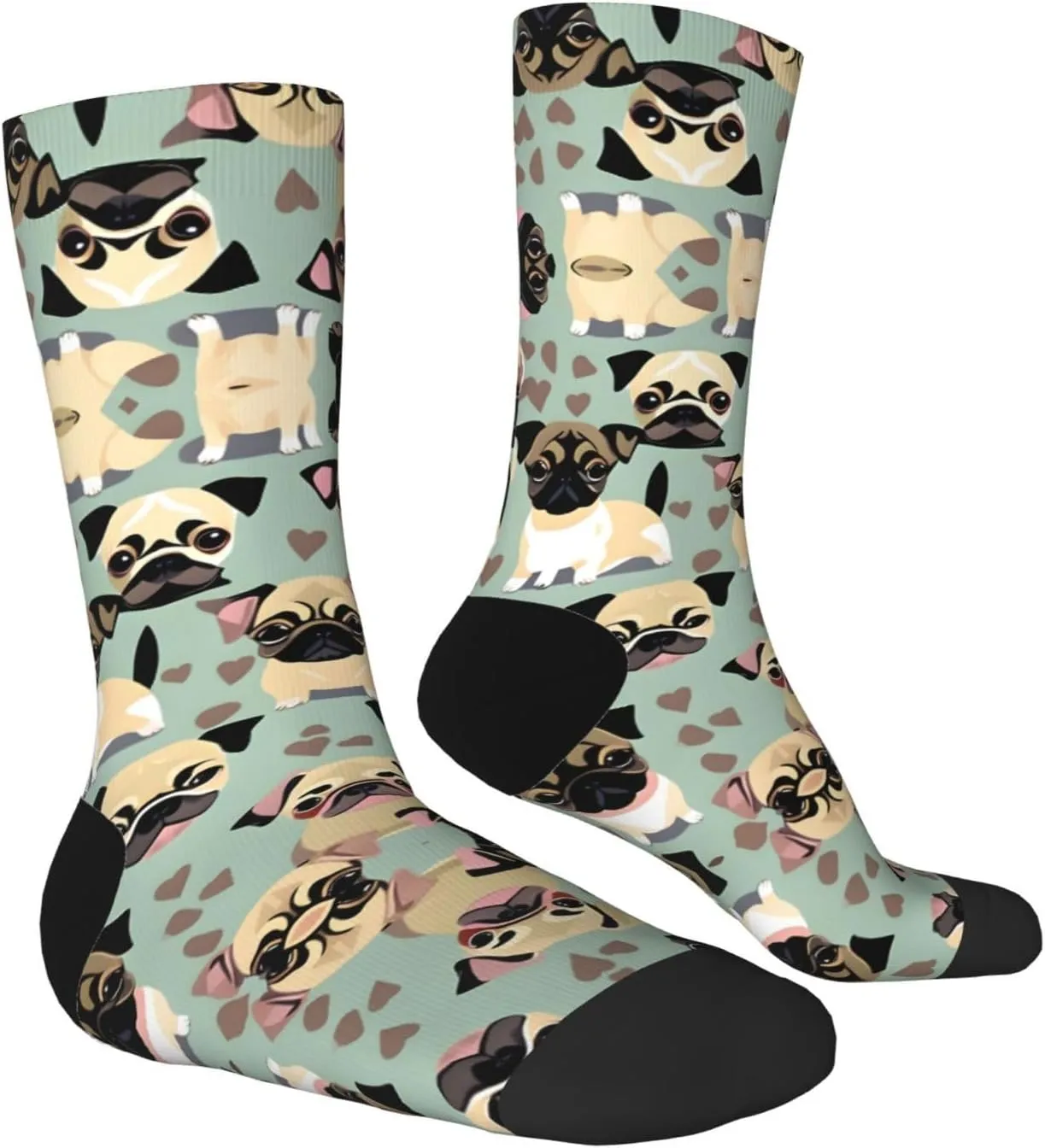 Cute Chihuahua Pug Pattern Print Fun Novelty Men Running Socks, Unisex Moisture Wicking Socks Casual Sports Socks