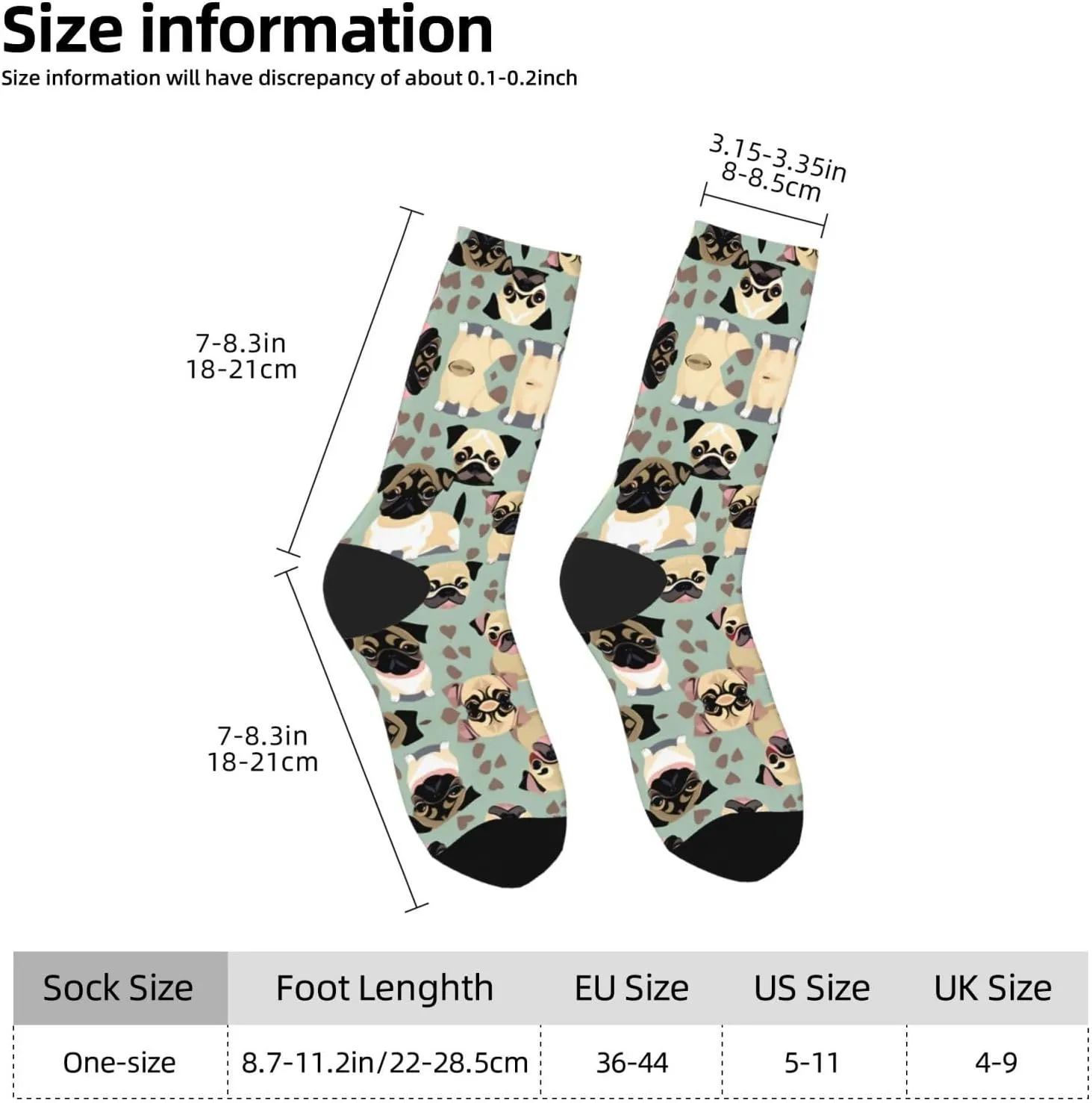Cute Chihuahua Pug Pattern Print Fun Novelty Men Running Socks, Unisex Moisture Wicking Socks Casual Sports Socks