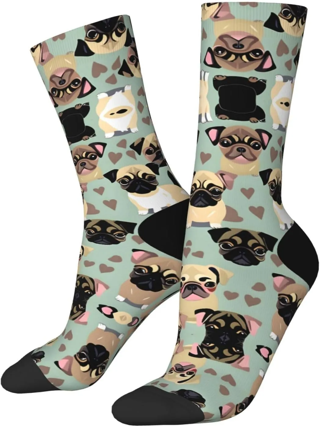 Cute Chihuahua Pug Pattern Print Fun Novelty Men Running Socks, Unisex Moisture Wicking Socks Casual Sports Socks