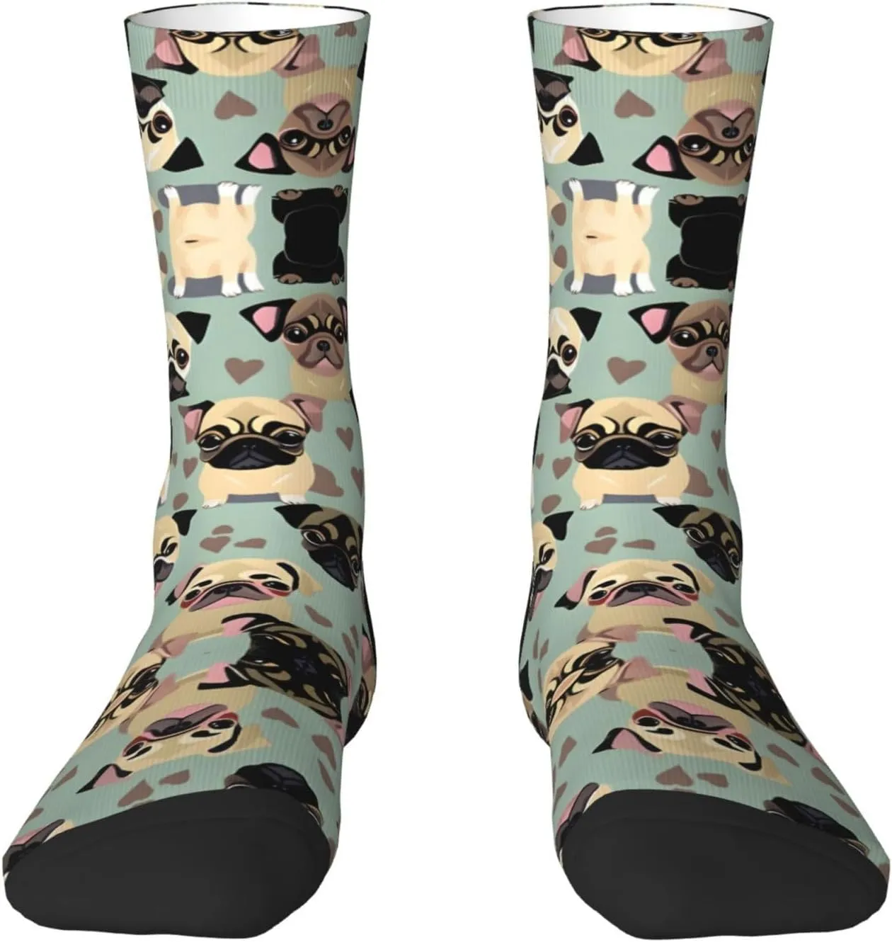 Cute Chihuahua Pug Pattern Print Fun Novelty Men Running Socks, Unisex Moisture Wicking Socks Casual Sports Socks