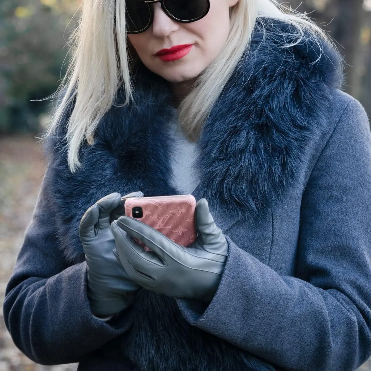 Downholme Touchscreen Leather Cashmere Lined Gloves for Women