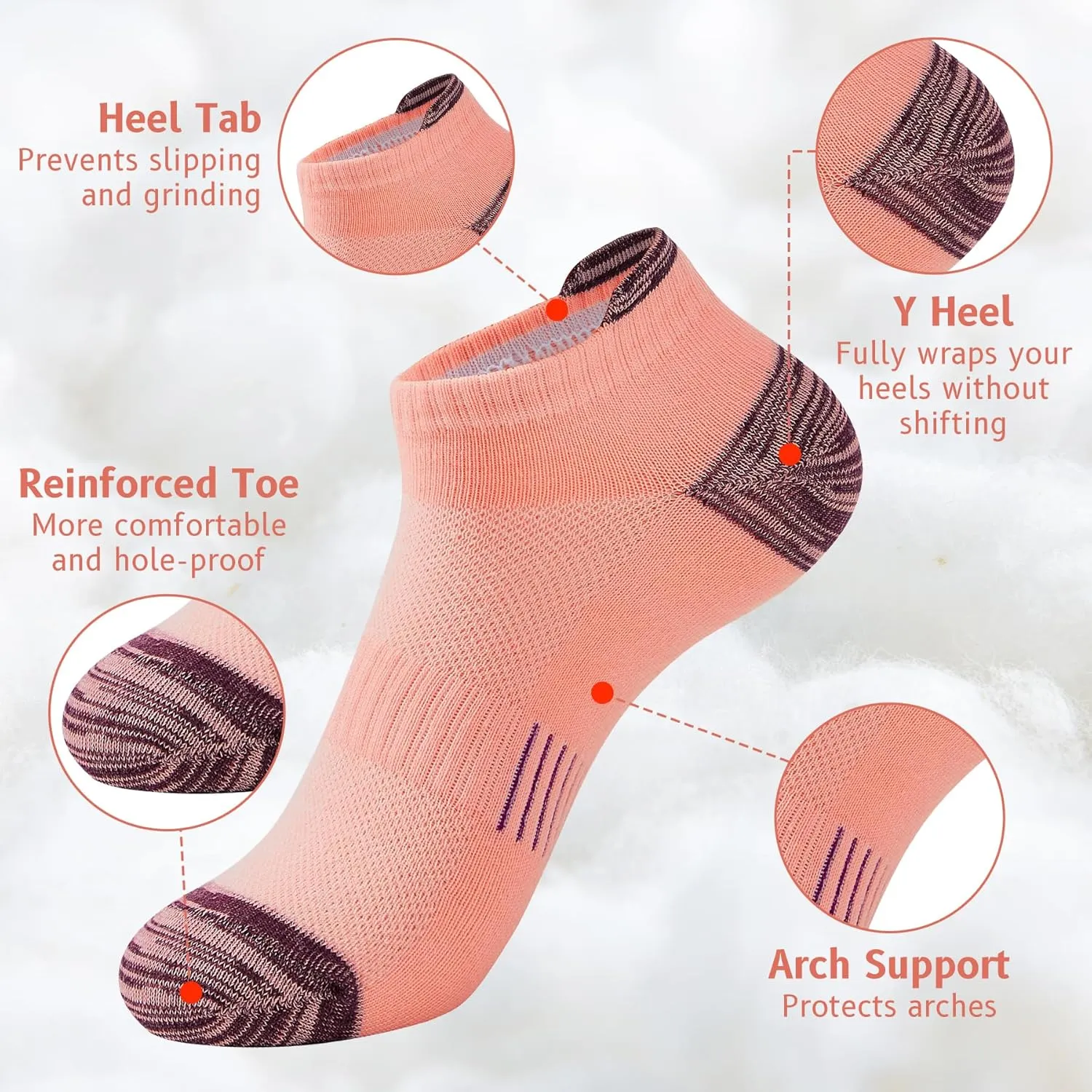 Durio Running Socks Womens Ankle Socks for Women 5Pairs Athletic Socks Low Cut Breathable Anti Blister Wicking Odor Resistant