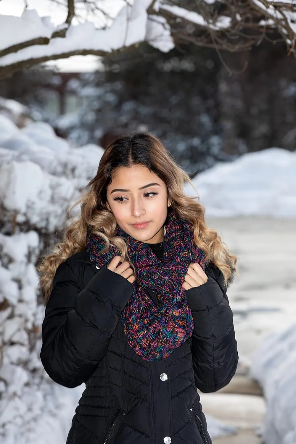 Funky Junque Infinity Scarf Women Winter Cable Knit Circle Wrap - Mother's Day Gift