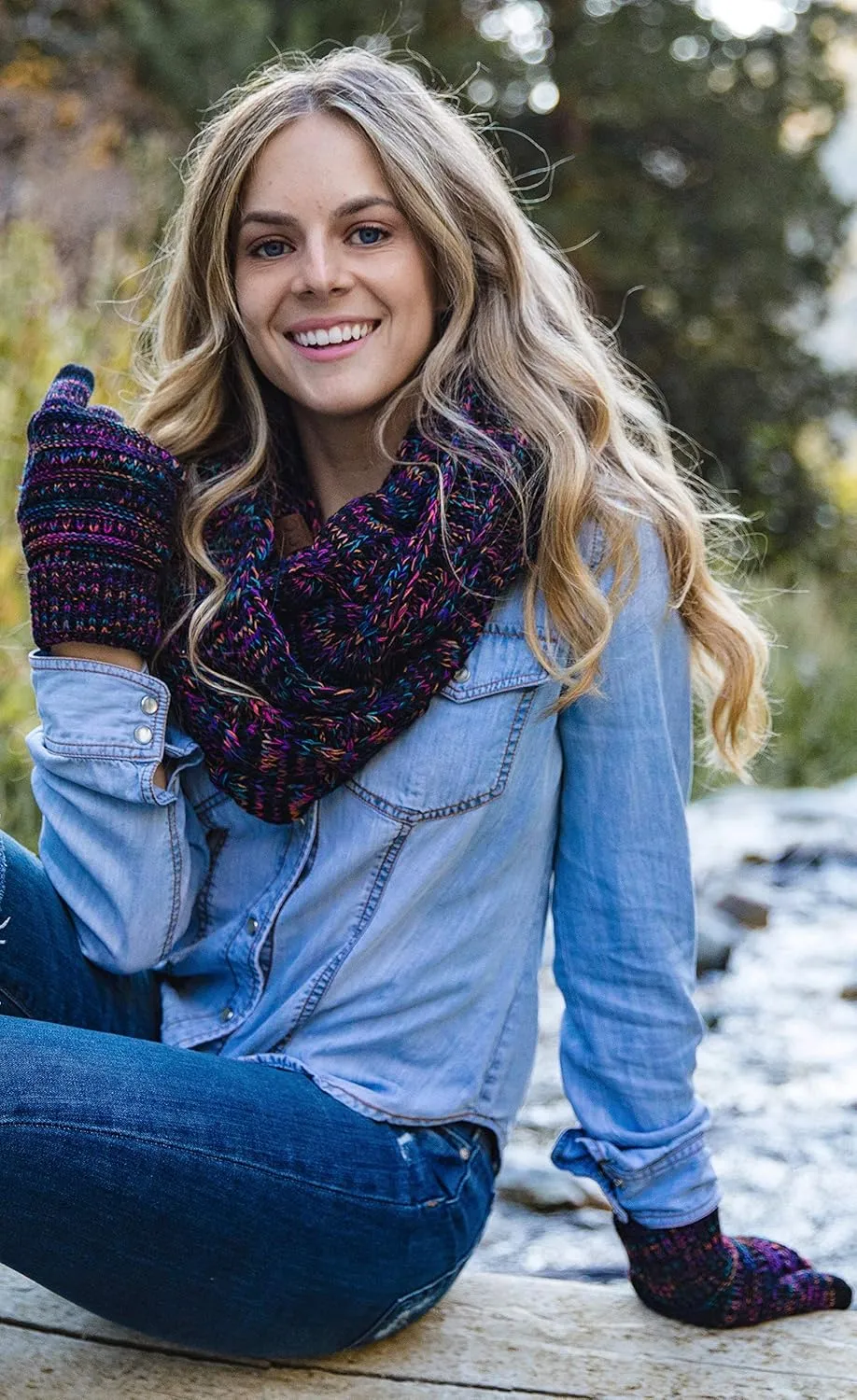 Funky Junque Infinity Scarf Women Winter Cable Knit Circle Wrap - Mother's Day Gift