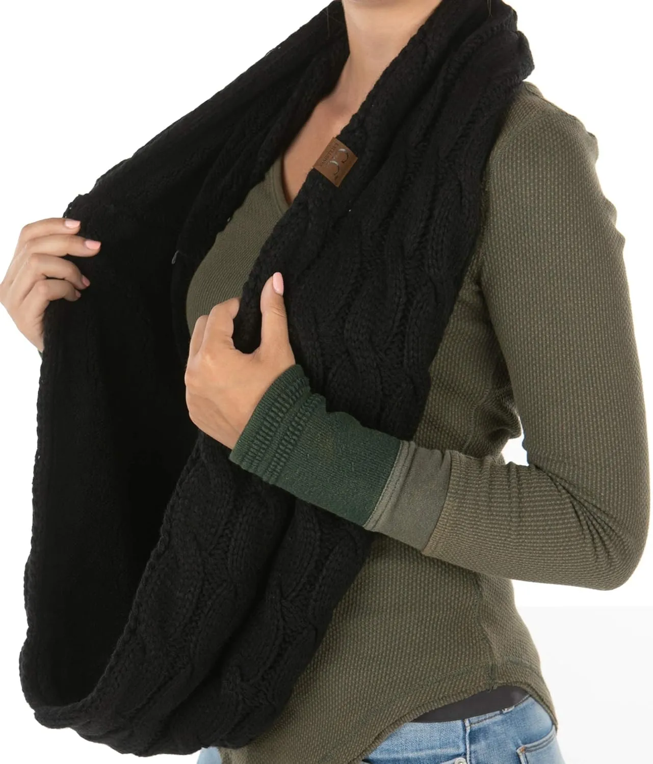 Funky Junque Infinity Scarf Women Winter Cable Knit Circle Wrap - Mother's Day Gift