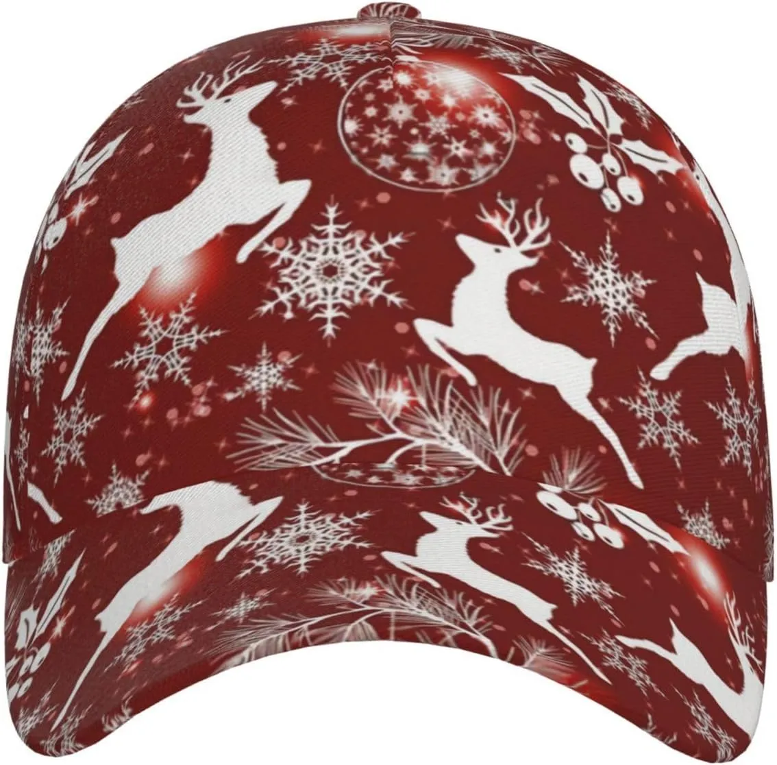 Funny Christmas Baseball Cap Adjustable Hat Xmas Snowflake Red Plaid Sun Cap for Men Women
