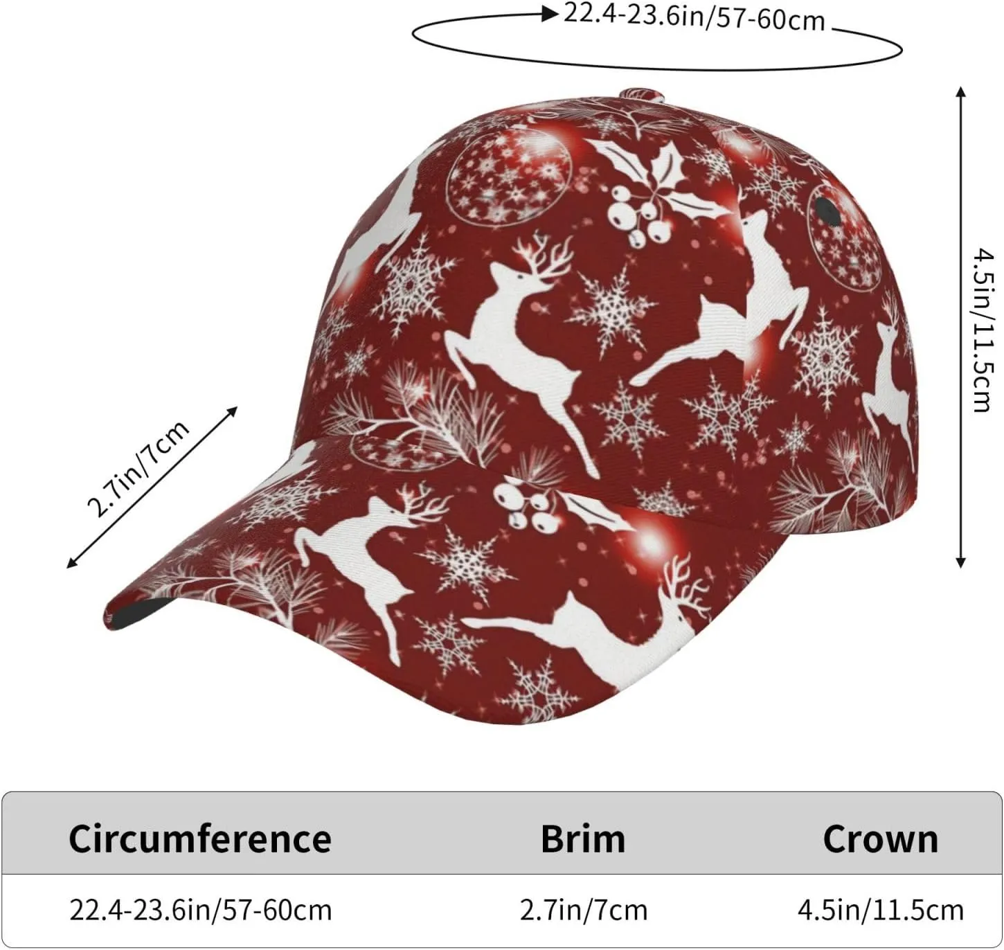 Funny Christmas Baseball Cap Adjustable Hat Xmas Snowflake Red Plaid Sun Cap for Men Women
