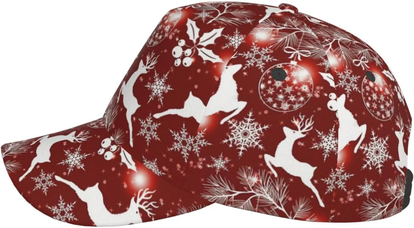 Funny Christmas Baseball Cap Adjustable Hat Xmas Snowflake Red Plaid Sun Cap for Men Women