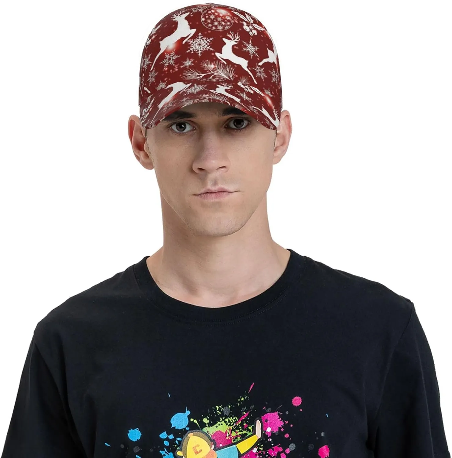Funny Christmas Baseball Cap Adjustable Hat Xmas Snowflake Red Plaid Sun Cap for Men Women