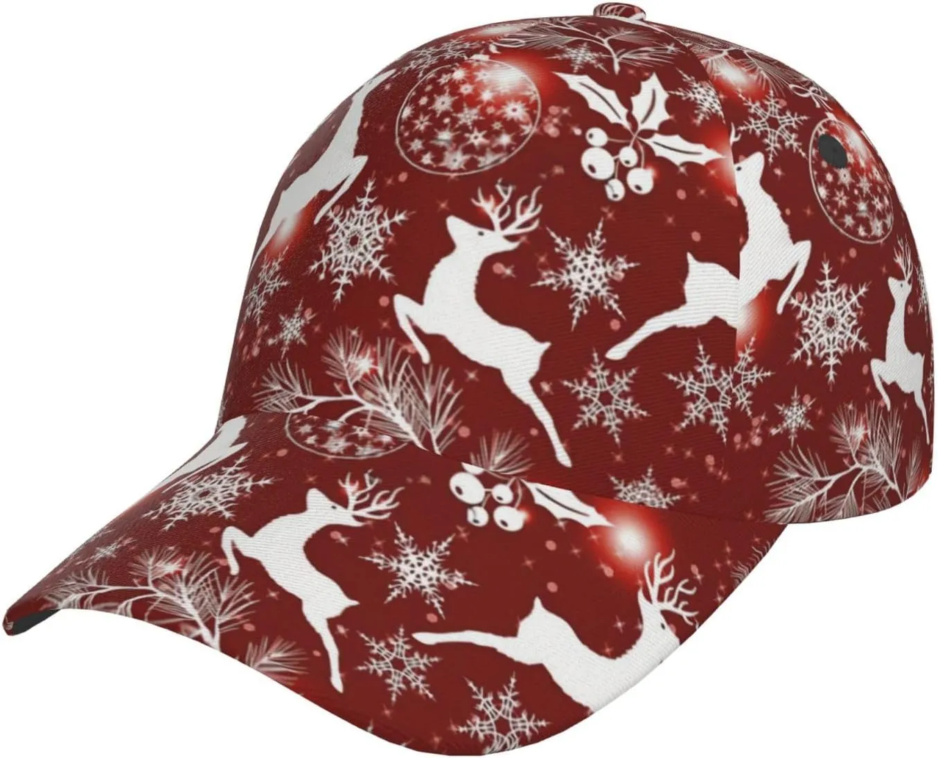 Funny Christmas Baseball Cap Adjustable Hat Xmas Snowflake Red Plaid Sun Cap for Men Women