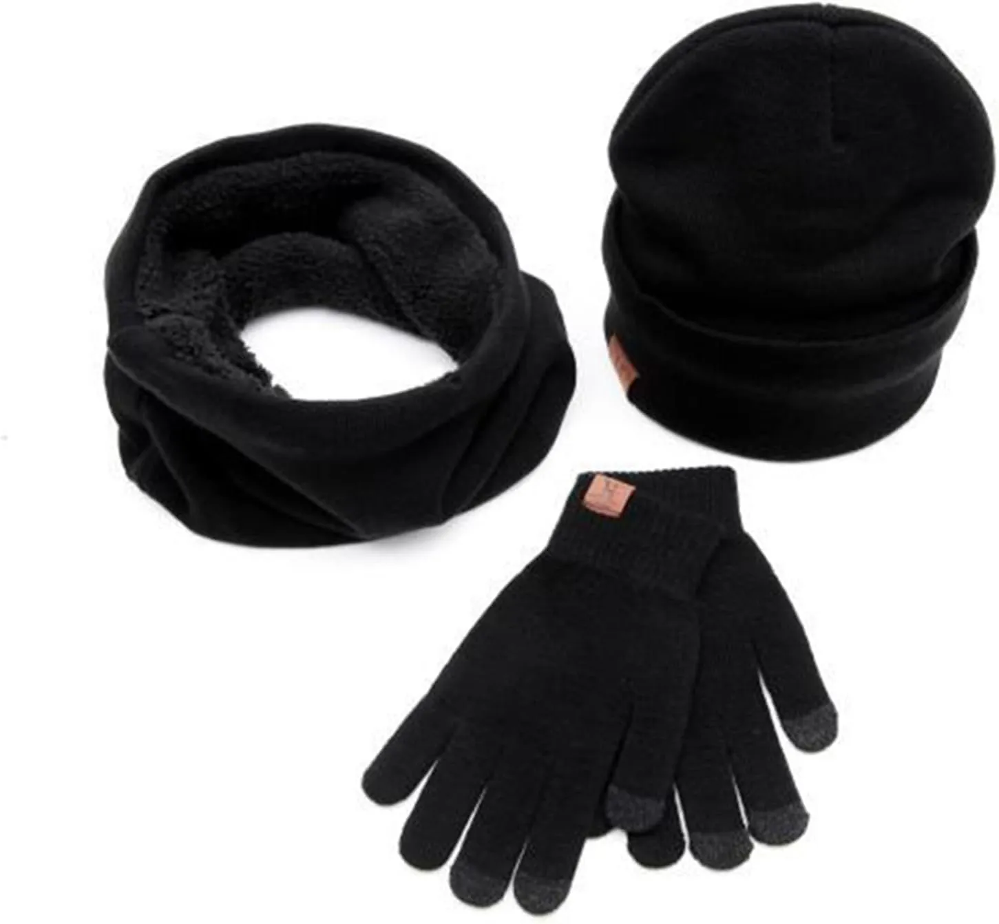 Hat Gloves Scarf Set Women Men Winter Beanies Cable Knit Cuffed Hats Neck Warmer Cold Weather Skiing Cycling