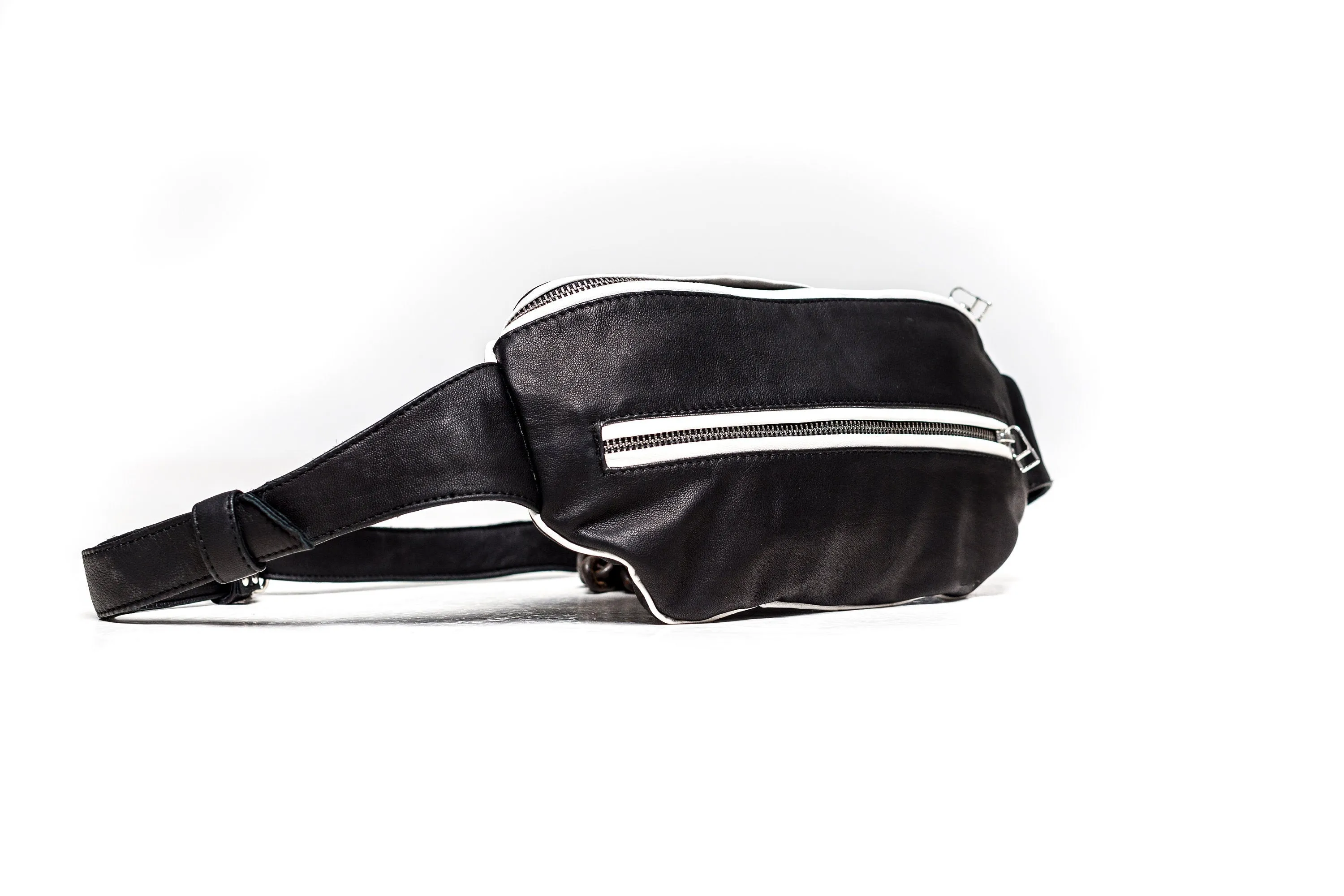 High Contrast Leather Fanny Pack Convertible Cross Body Bag
