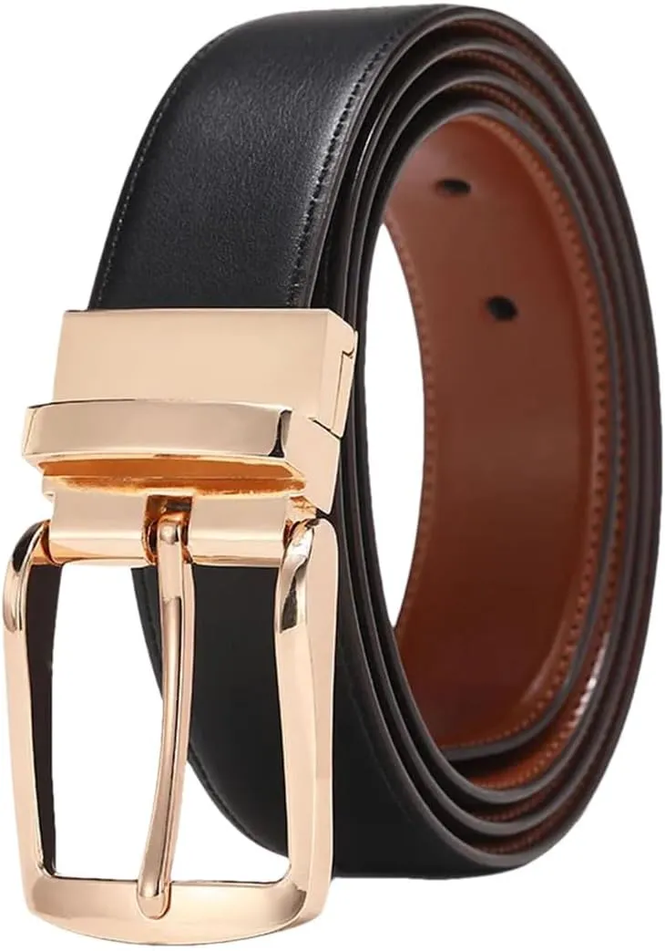 Men Belts Casual Reversible Rotated Buckle Double Sided Belt Belts For Men Genuine Leather Dress Belt