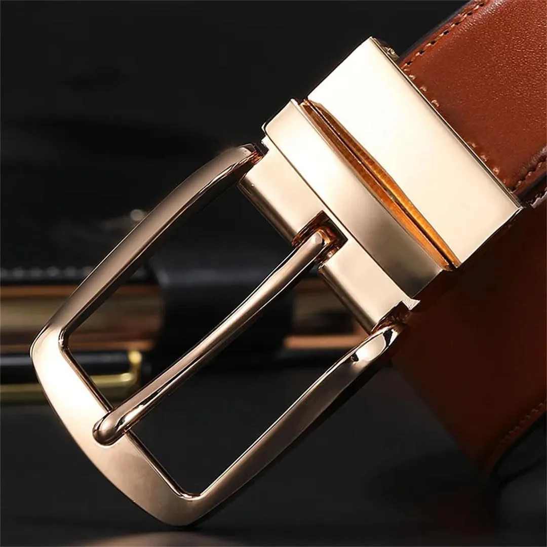 Men Belts Casual Reversible Rotated Buckle Double Sided Belt Belts For Men Genuine Leather Dress Belt