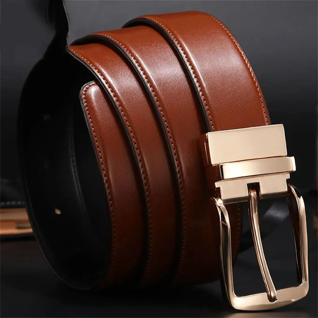 Men Belts Casual Reversible Rotated Buckle Double Sided Belt Belts For Men Genuine Leather Dress Belt