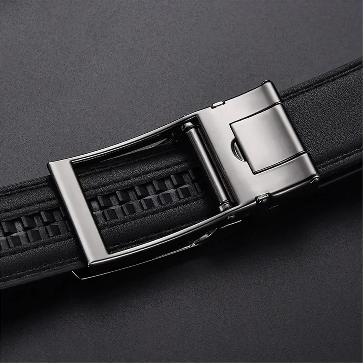 Mnjyihy Men's Business Genuine Leather Belts Jeans Automatic Adjustable Alloy Buckle Waist Straps Belts