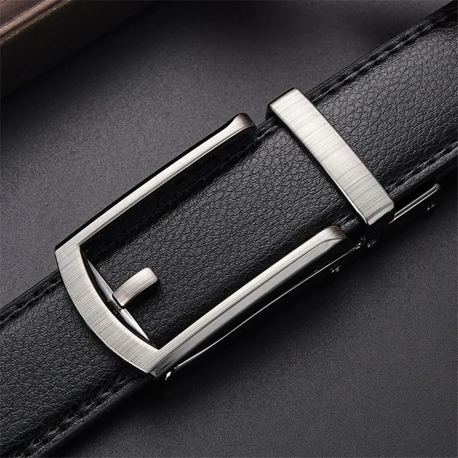 Mnjyihy Men's Business Genuine Leather Belts Jeans Automatic Adjustable Alloy Buckle Waist Straps Belts