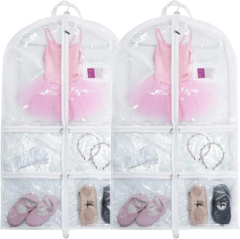 MSMAX 2PCS Garment Bag Dance Costume Bag Hanging Suit Bag for Dance Competitions/Travel/Storage Closet