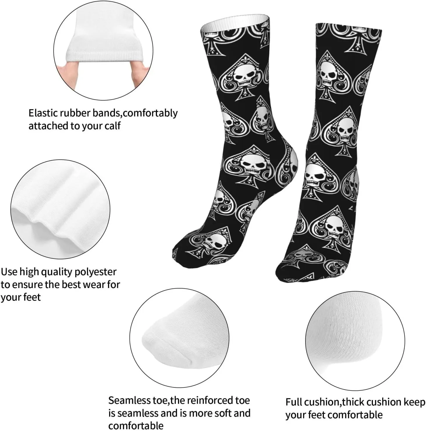 Poker Ace Of Spades Running Socks Breathable Round Neck Socks Sports Socks