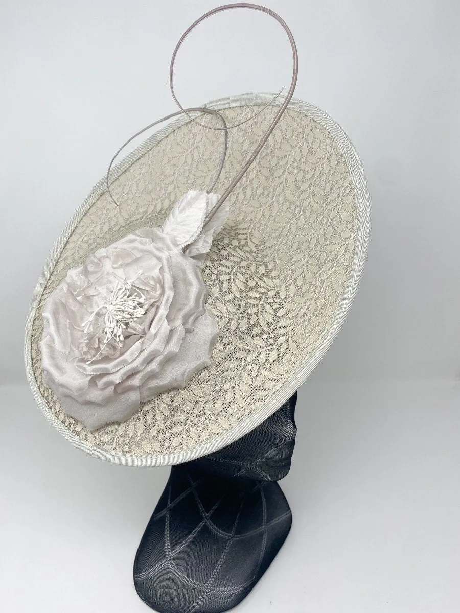 Praline Lace Wide Brim Fascinator
