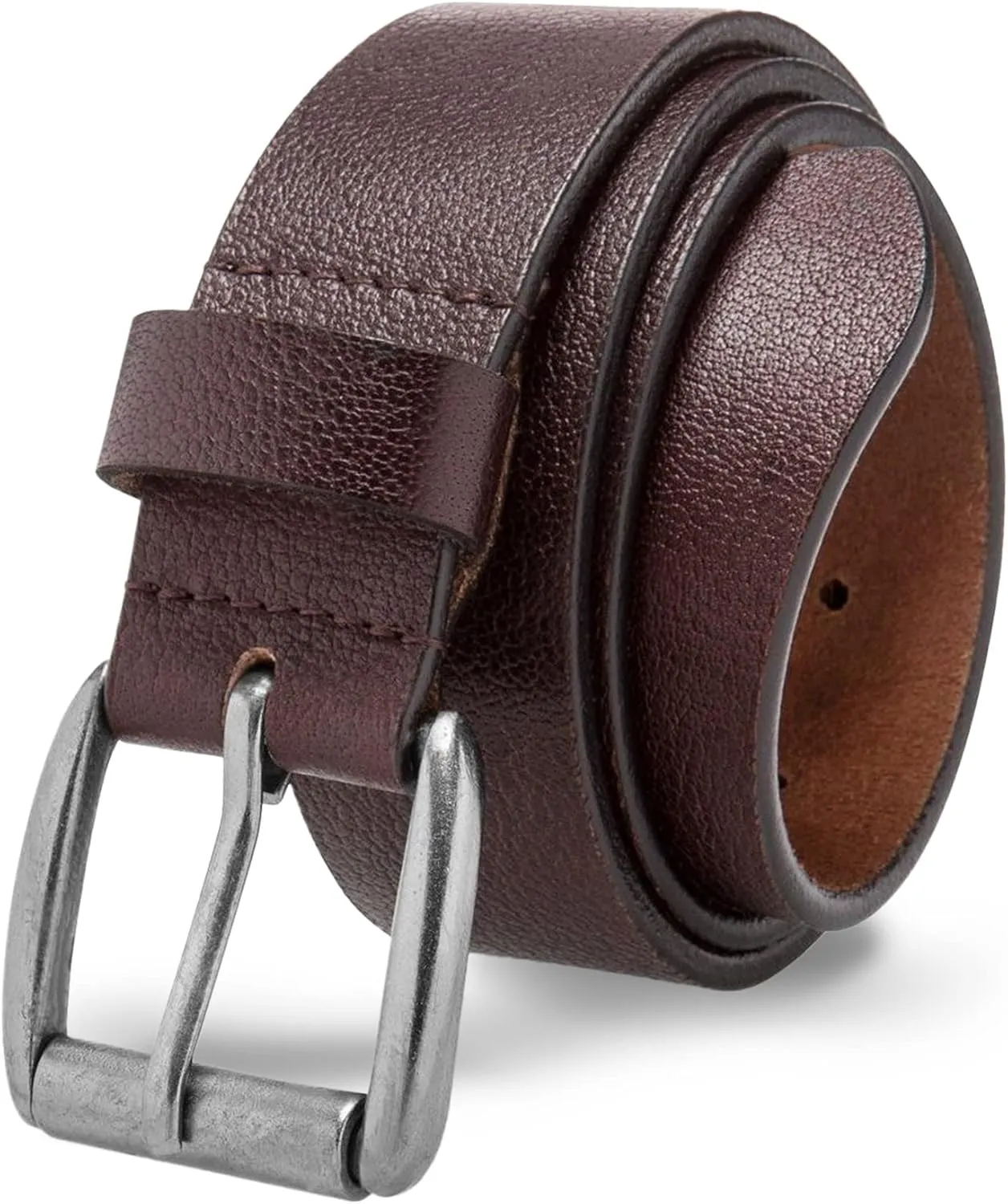 Prospero Comfort Men's Casual Belt Super Soft Full Grain Leather Roller Buckle 38MM 1.5 inch Black Brown Tan