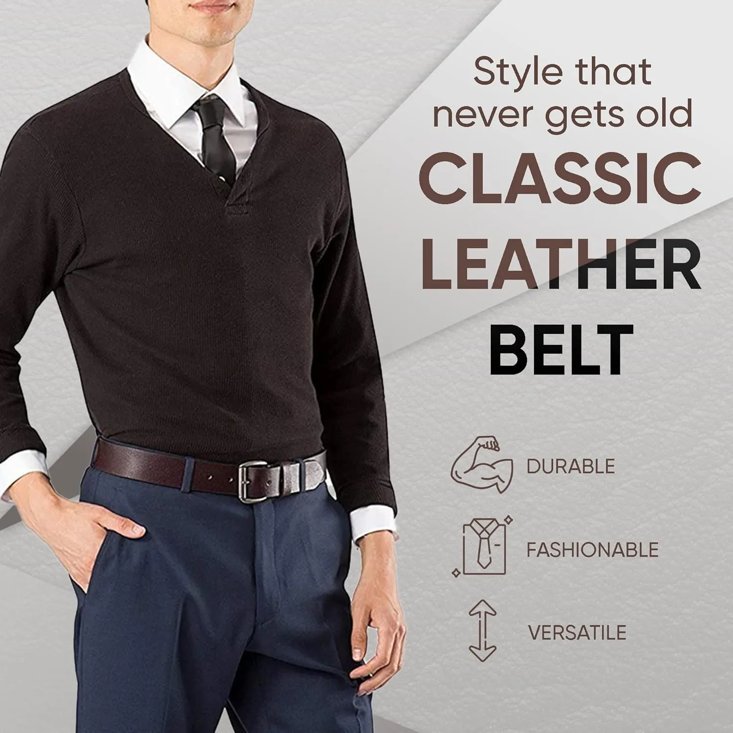 Prospero Comfort Men's Casual Belt Super Soft Full Grain Leather Roller Buckle 38MM 1.5 inch Black Brown Tan