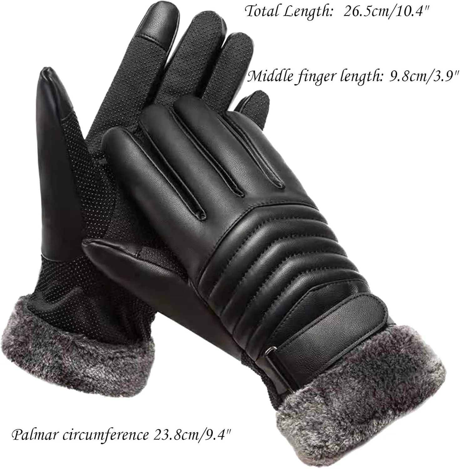 PU Leather Gloves for Men Winter Warm Touchscreen Texting Fleece Lined Thermal Driving Motorcycle Gloves