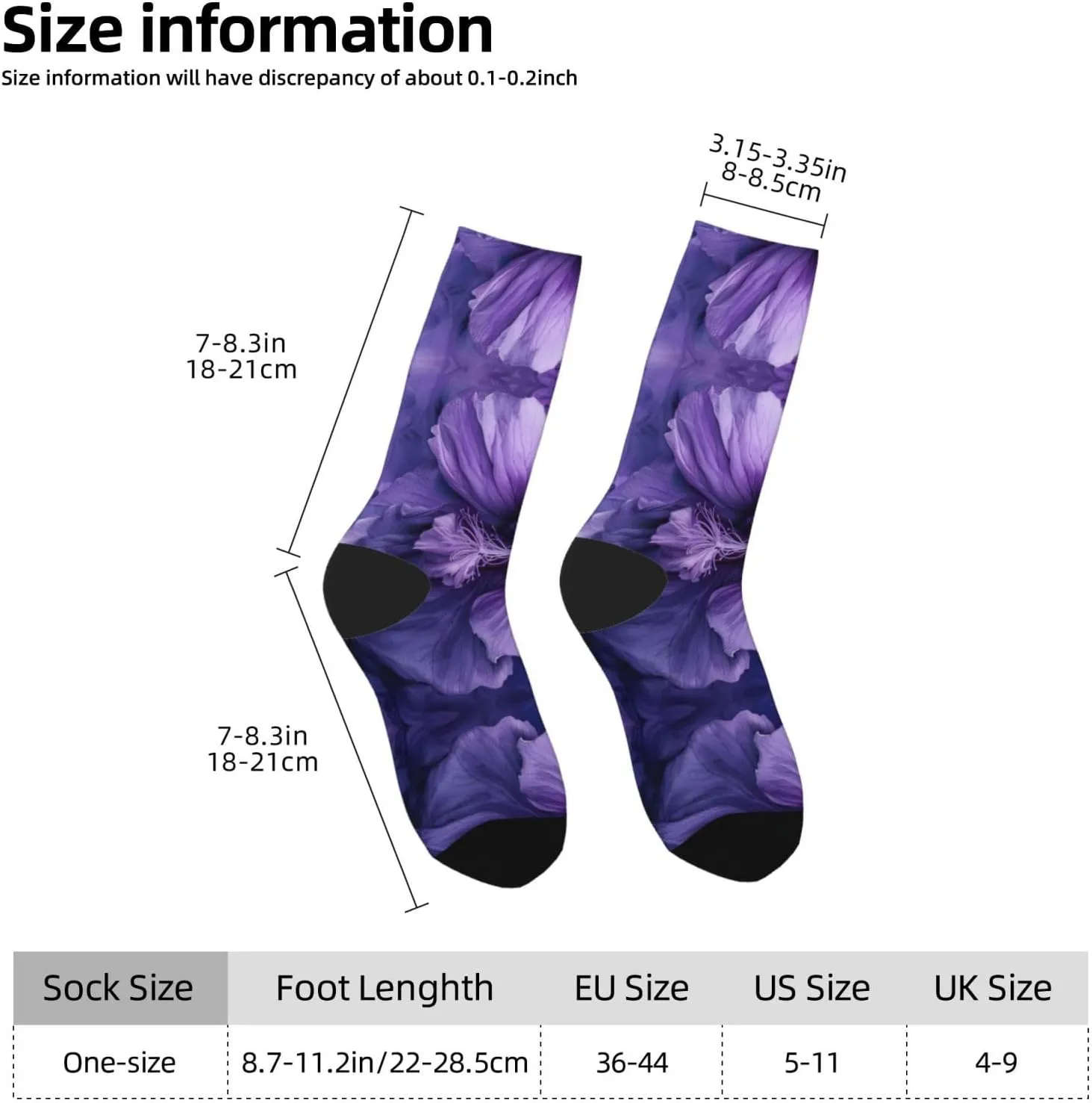 purple Print Custom Personalized Fun Novelty Adult Socks Casual Soft Socks For Men Women