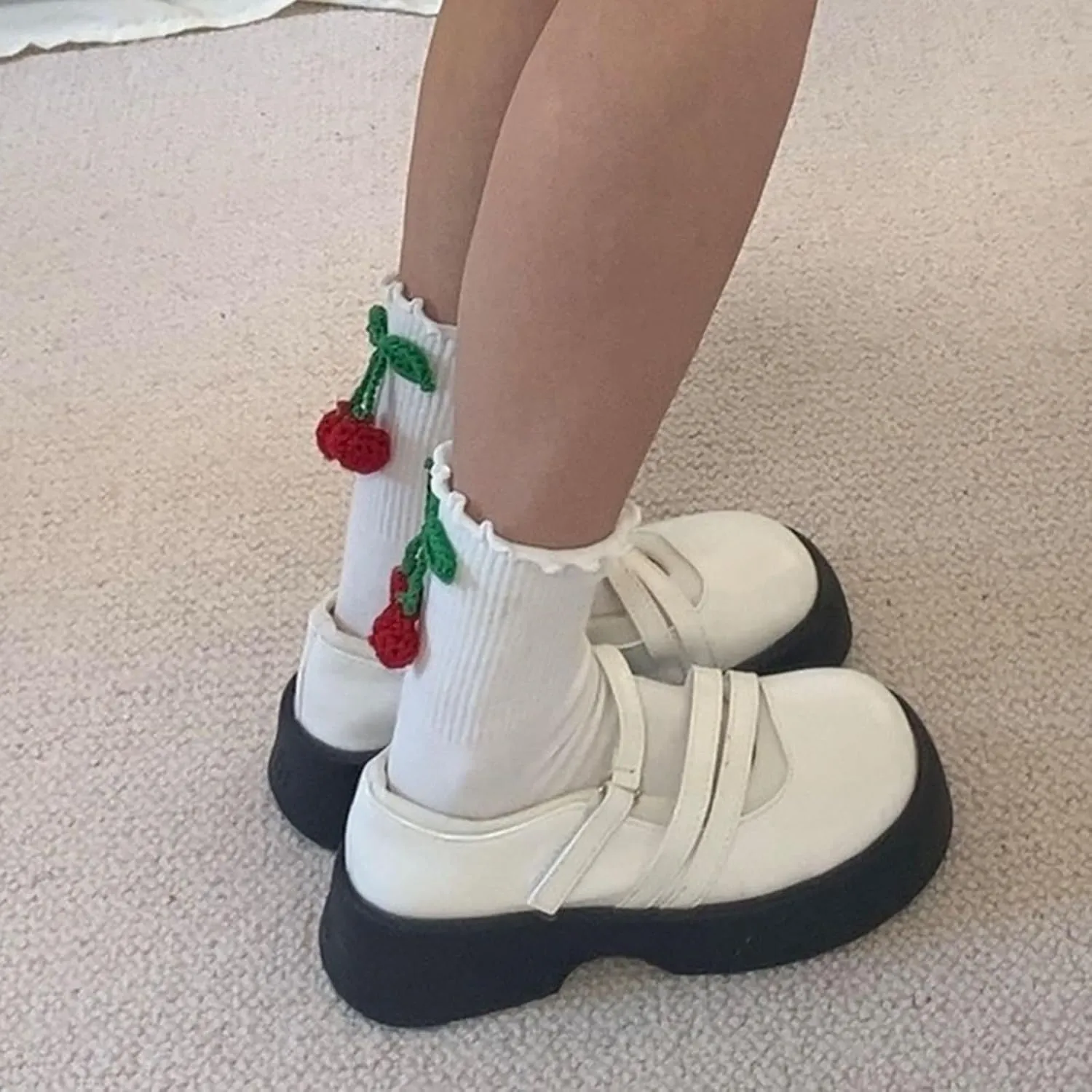 Ruffled Socks For Women Cotton Mid Length Comfortable Breathable Crew Ankle Sock With Bows