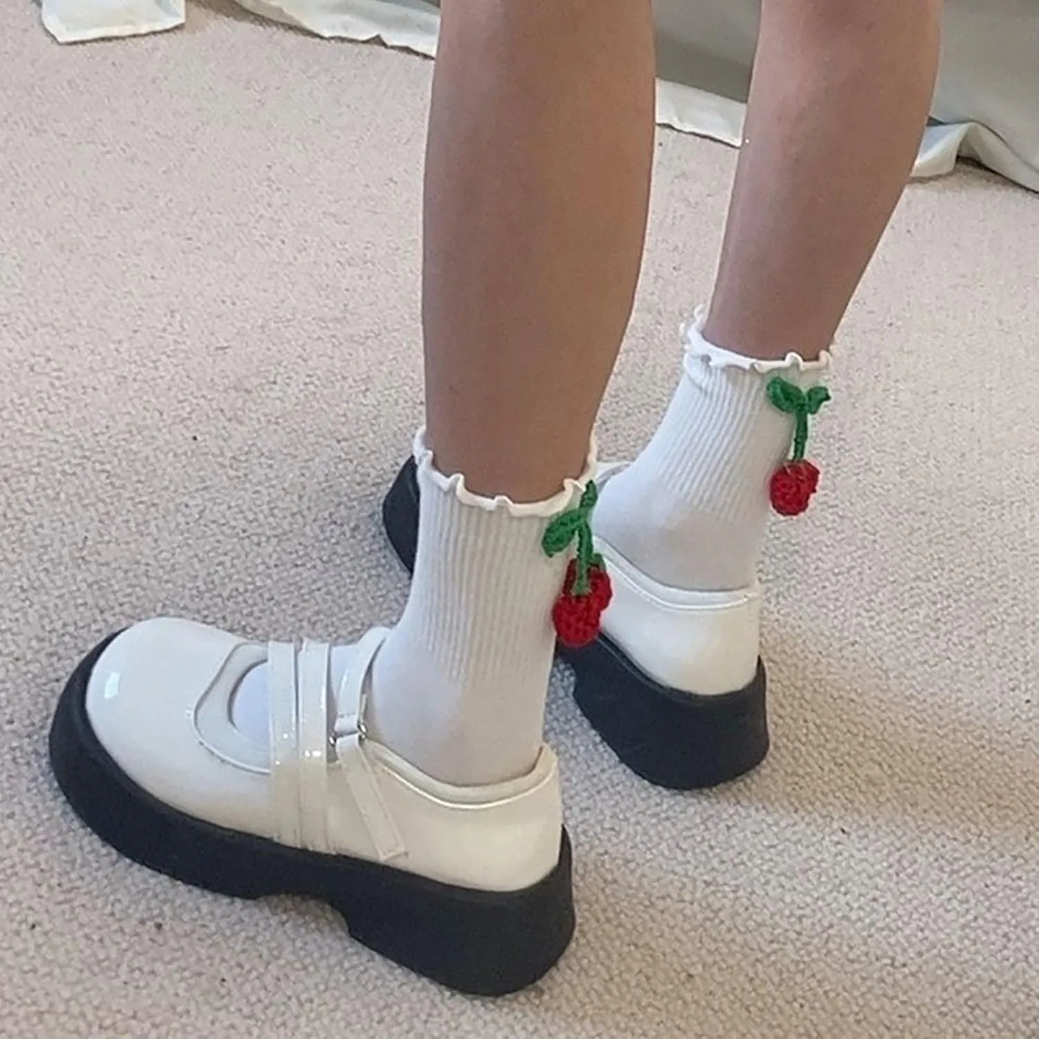 Ruffled Socks For Women Cotton Mid Length Comfortable Breathable Crew Ankle Sock With Bows