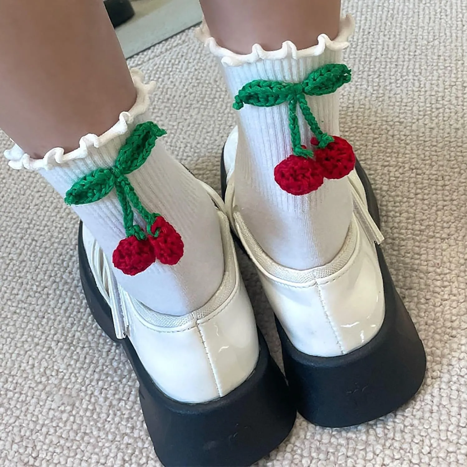 Ruffled Socks For Women Cotton Mid Length Comfortable Breathable Crew Ankle Sock With Bows