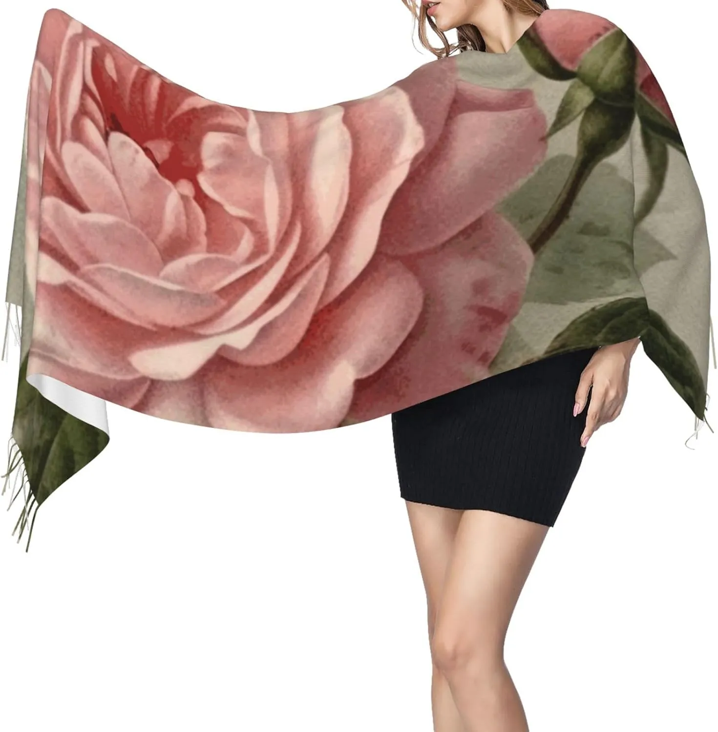Scarf for Women Winter Warm Scarves Lightweight Soft Shawl Vintage Wall of Radio Boombox_75800211 Fringed Scarf