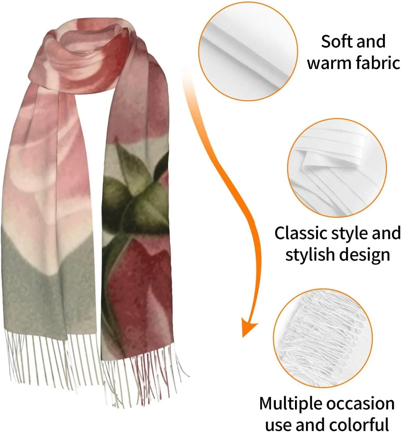 Scarf for Women Winter Warm Scarves Lightweight Soft Shawl Vintage Wall of Radio Boombox_75800211 Fringed Scarf