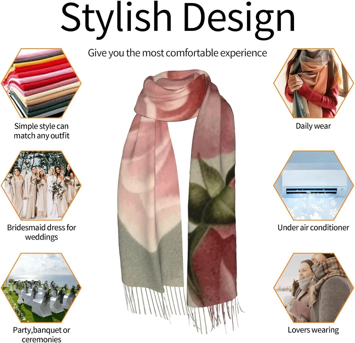 Scarf for Women Winter Warm Scarves Lightweight Soft Shawl Vintage Wall of Radio Boombox_75800211 Fringed Scarf