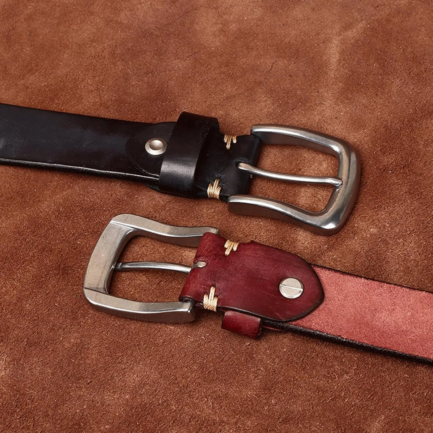 Sress Belts Leather Belt Men Genuine Leather Strap Luxury Pin Buckle Casual Belt 110/115/120/125/130cm Casual Belts